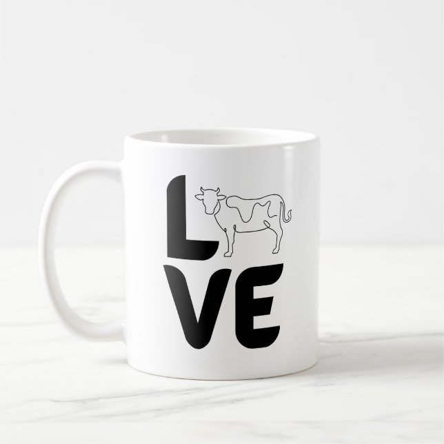 Taza De Café Amor por la vaca como O (Izquierda)