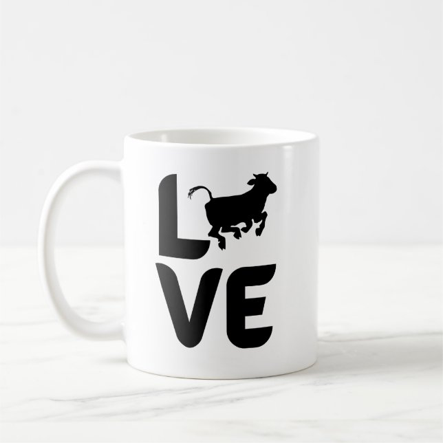 Taza De Café Amor por la vaca como una O (Izquierda)