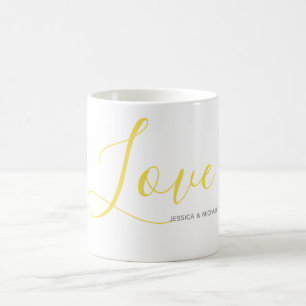Taza De Café Amor por los nombres gris e iluminación de oro