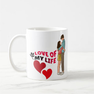 Taza De Café Amor por mi vida, Dos corazones, Corazones rojos, 