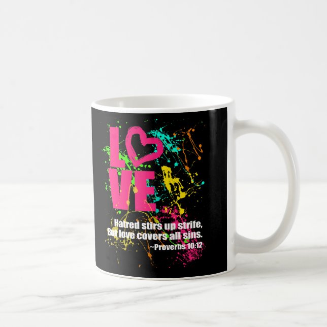 Taza De Café Amor Proverbios Biblia Verse Neon Paint Splatt (Derecha)