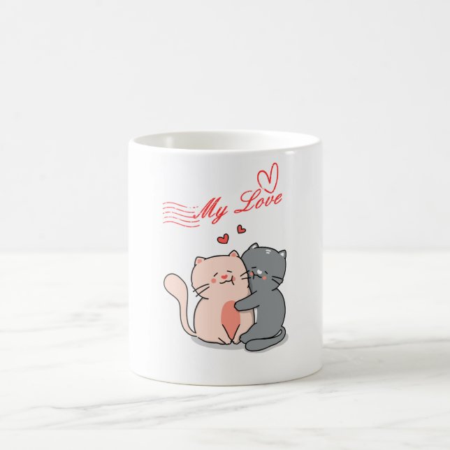 Taza De Café Amor purrfecto: café con tema de gato (Centro)