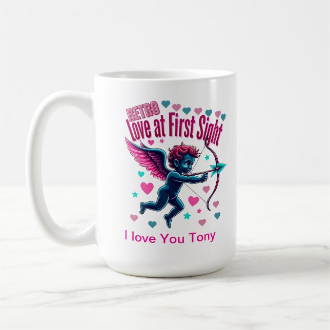 Taza De Café Amor retro a primera vista (Izquierda)