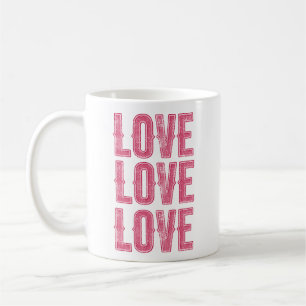 Taza De Café Amor Retro - Tipografía Distorsionada Rosa Vintage