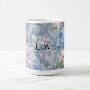Taza De Café Amor romántico morado floral rosado