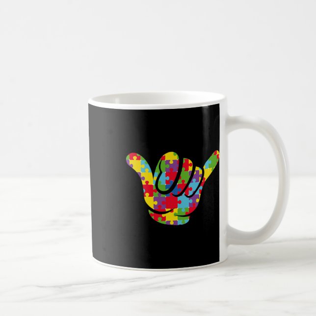 Taza De Café Amor Rompecabezas lenguaje Rótulo Autismo Concienc (Derecha)
