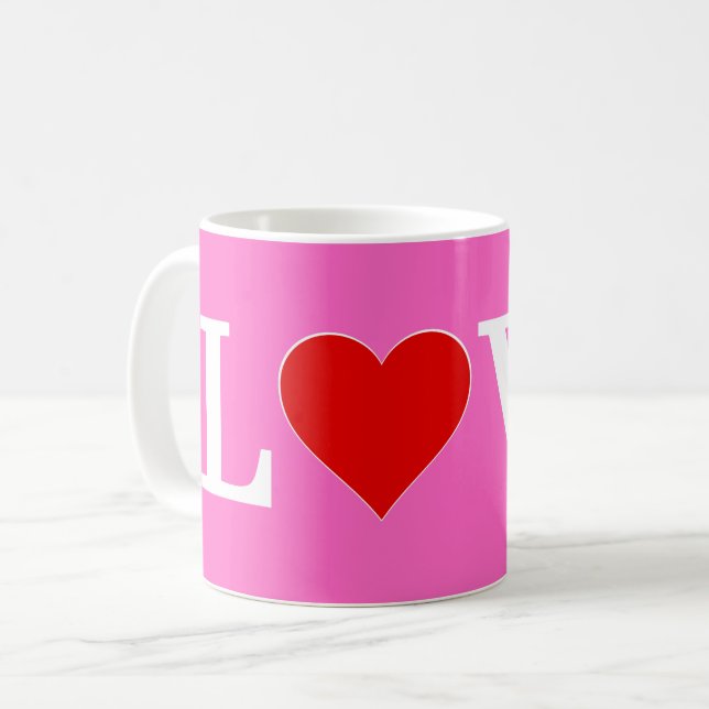 Taza De Café Amor rosa Romántico Elegante (Anverso izquierdo)