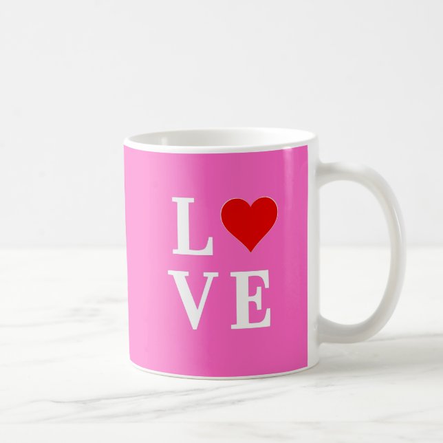 Taza De Café Amor rosa Romántico Elegante (Derecha)