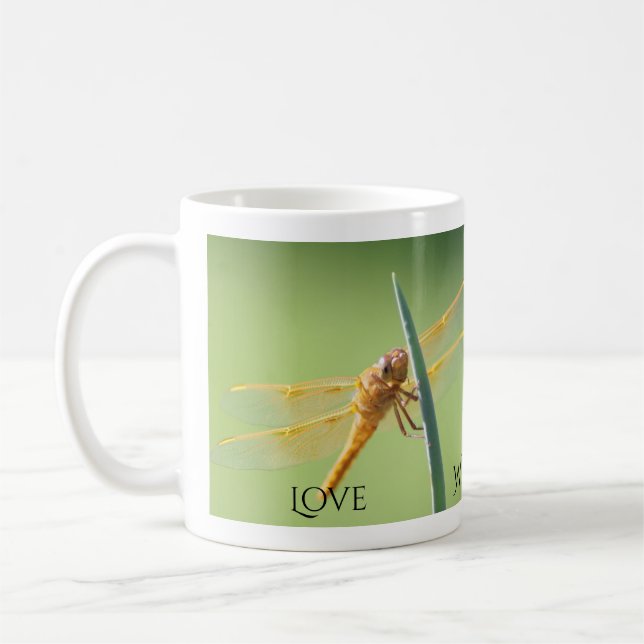 Taza De Café Amor, sabiduría, fe, libélula (Izquierda)