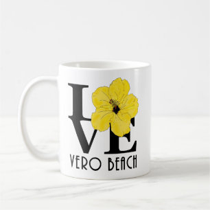 Taza De Café AMOR Vero Beach amarillo Hibiscus 11oz