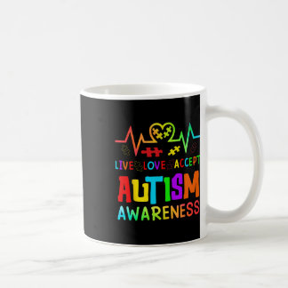 Taza De Café Amor Vivo Acepta Autismo Conciencia Corazón Arcoir