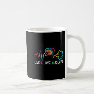 Taza De Café Amor Vivo Aceptar Autismo Conciencia Corazón Golpe