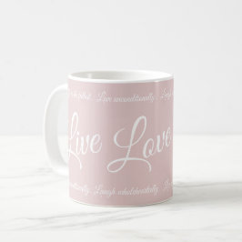 Taza De Café Amor vivo Lauder Elegante Guión blanco suave rosa