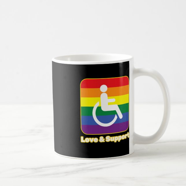 Taza De Café Amor y apoyo a la persona arco iris con discapacid (Derecha)