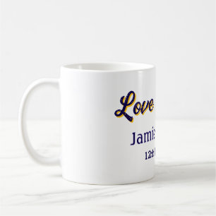 Taza De Café Amor y gracias naranja púrpura fecha de la pareja