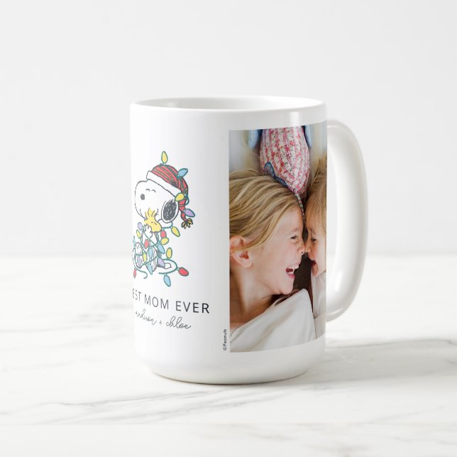 Taza De Café Amor y luces navidades - Mejor foto de mamá (Anverso derecho)