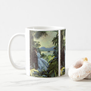 Taza De Café Amor y Romance Vintage, Vista Tropical Romántica