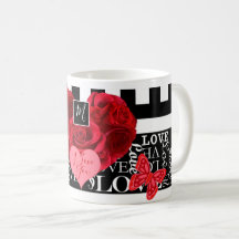 Amor y Rosas Mug estilo pizarra
