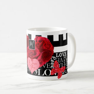 Taza De Café Amor y Rosas Mug estilo pizarra