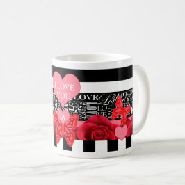 Taza De Café Amor y Rosas Mug estilo pizarra