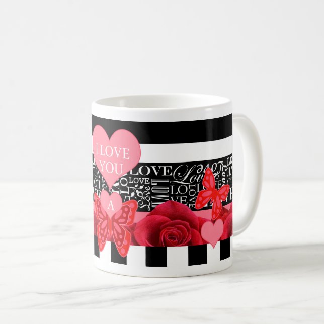 Taza De Café Amor y Rosas Mug estilo pizarra (Anverso derecho)