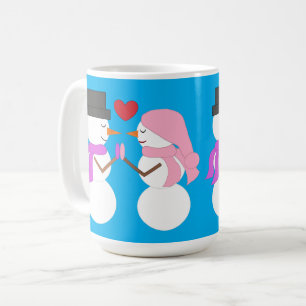Taza De Café Amor y Snowpeople: Blue-green