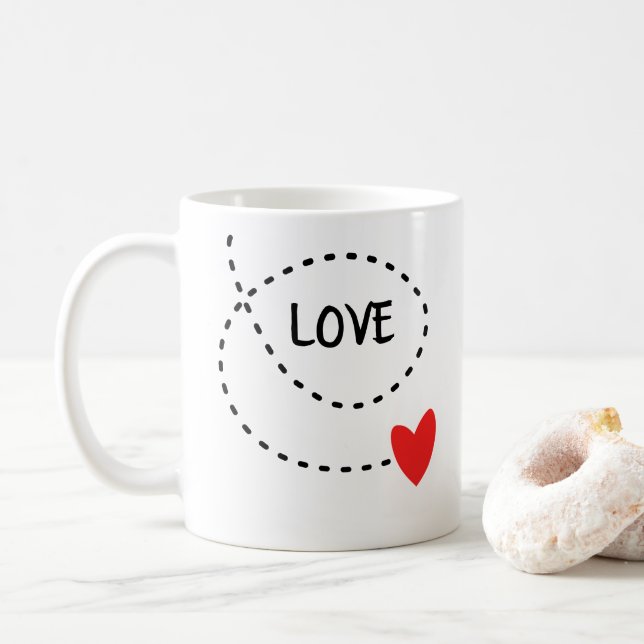 Taza De Café Amor Y Un Corazón Rojo (Con donut)