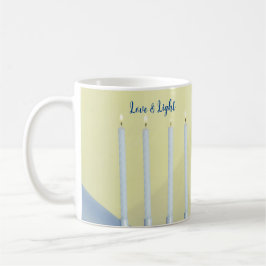 Taza De Café Amor y velas blancas claras Menorah blanca