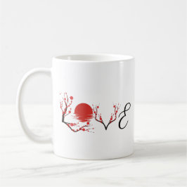 Taza De Café Amor Zen: Atardecer de Flor de Cerezo Japonesa