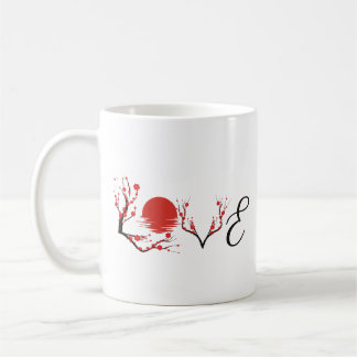 Taza De Café Amor Zen: Atardecer de Flor de Cerezo Japonesa