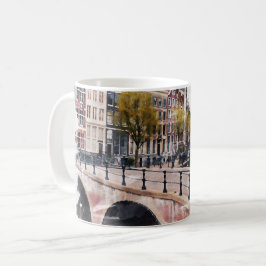 Taza De Café Ámsterdam Holland Watercolor World Travel Art