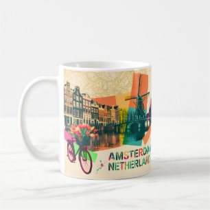 Taza De Café Ámsterdam Países Bajos Canal Arte Pop Viajes Vinta