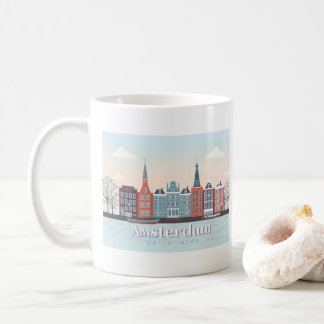 Taza De Café Ámsterdam Países Bajos Damrak Pastel Travel Design