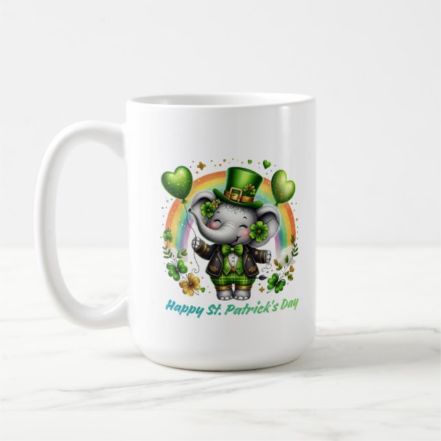 Taza De Café Amuleto de Elefante Arcoíris Afortunado (Izquierda)