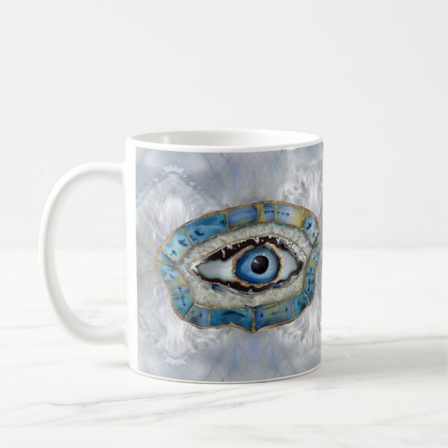 Taza De Café Ámulos de ojos malvados geodos y cristales (Izquierda)
