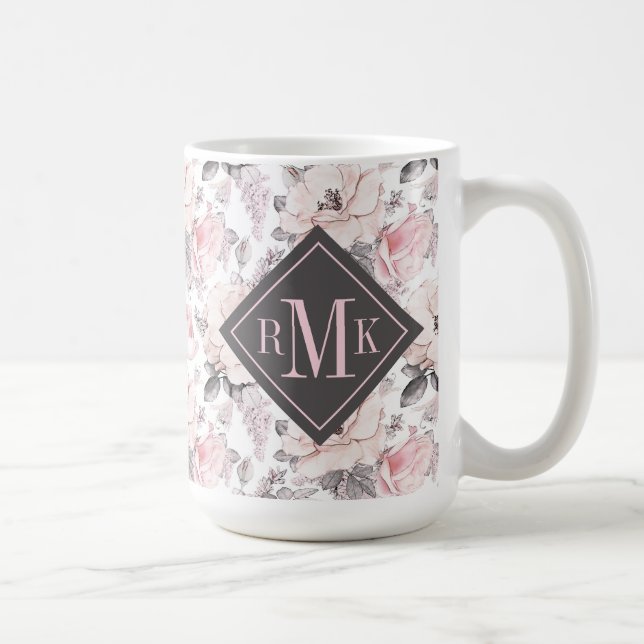 Taza De Café Añada su modelos rosados del monograma | y grises (Derecha)