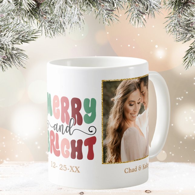 Taza De Café Añade tu foto a Navidades merry y brillantes (Subido por el creador)