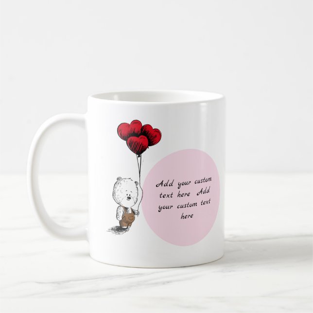 Taza De Café Añade tu texto Personalizado Teddy Bear San Valent (Izquierda)