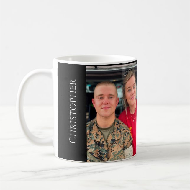 Taza De Café Añadir 2 hermanos fotográficos Monograma Café Mug (Izquierda)