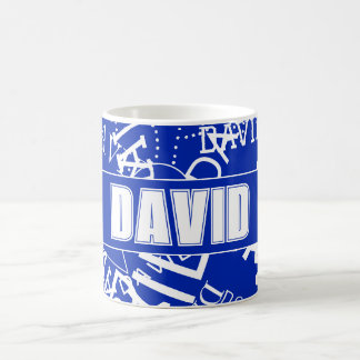 Taza De Café Añadir cualquier nombre, collage de nombres En azu