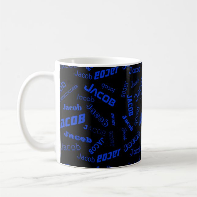 Taza De Café Añadir cualquier nombre o palabra | Azul y negro (Izquierda)