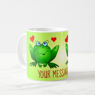 Taza De Café Añadir el mensaje Divertido Corazón de ranas Perso