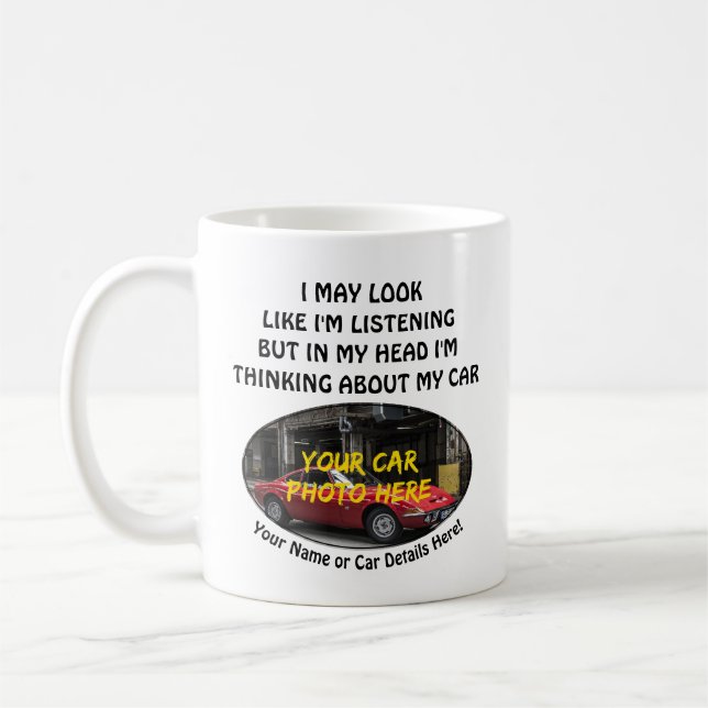 Taza De Café Añadir el nombre de la foto de tu auto, texto, me  (Izquierda)