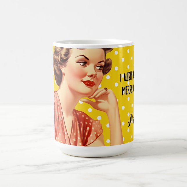 Taza De Café Añadir el texto Dibujo retro Cute para Navidades (Centro)