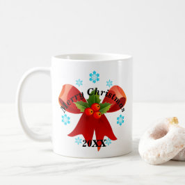 Taza De Café Añadir la cinta roja de navidad navideña