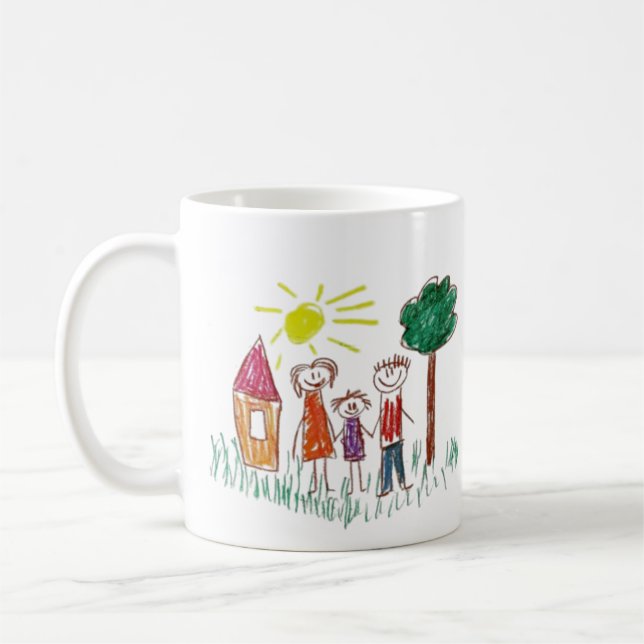 Taza De Café Añadir la ilustración de su hijo a esto (Izquierda)