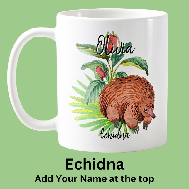 Taza De Café Añadir nombre animal australiano Echidna (Subido por el creador)