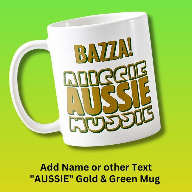 Taza De Café Añadir nombre, AUSSIE AUSSIE, tipografía dorada y  (Subido por el creador)