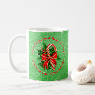 Taza De Café Añadir nombre cambiar texto Navidades rojos verdes