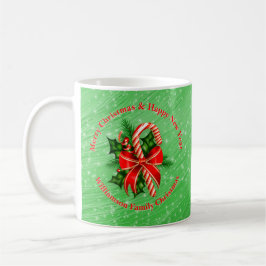 Taza De Café Añadir nombre cambiar texto Navidades verdes rojos